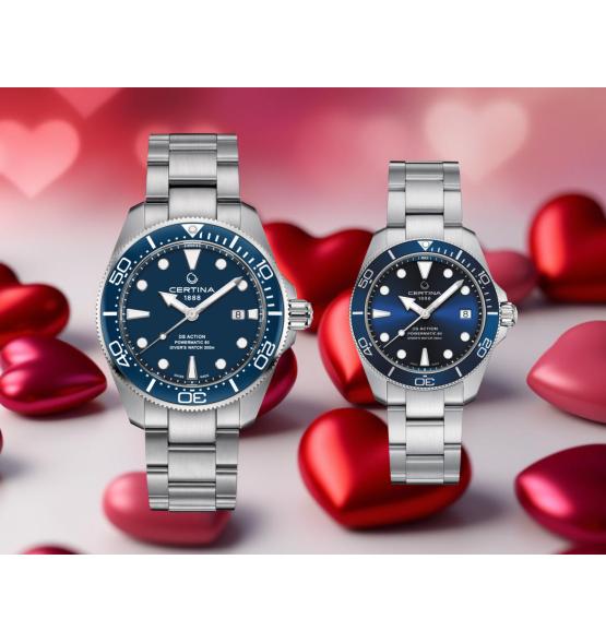 PAREJA RELOLES CERTINA DS ACTION DIVER ESFERA AZUL