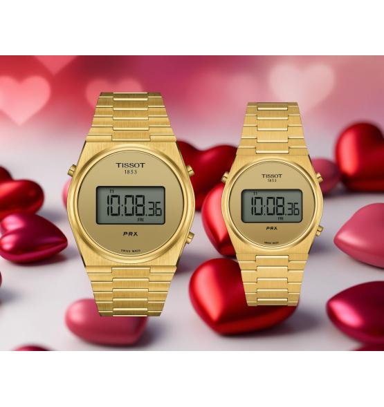 PAREJA RELOJES TISSOT PRX DIGITAL PVD DORADO