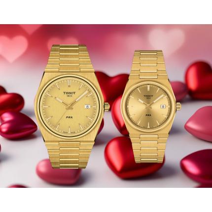 PAREJA RELOJES TISSOT PRX PVD DORADO