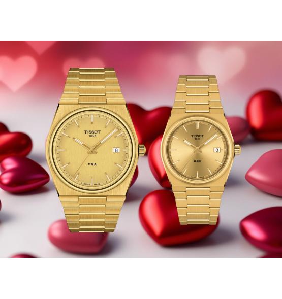 PAREJA RELOJES TISSOT PRX PVD DORADO