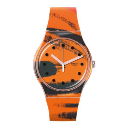 SWATCH NEW GENT BARNS-GRAHAM'S ORANGE AND RED ON PINK 41MM SUOZ3