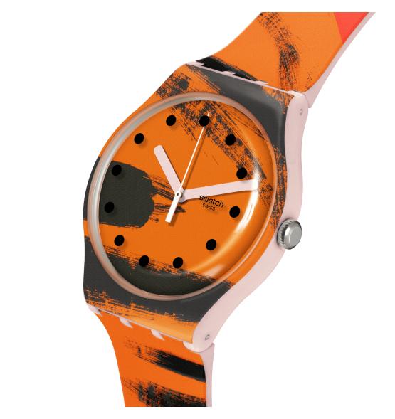 SWATCH NEW GENT BARNS-GRAHAM'S ORANGE AND RED ON PINK 41MM SUOZ3