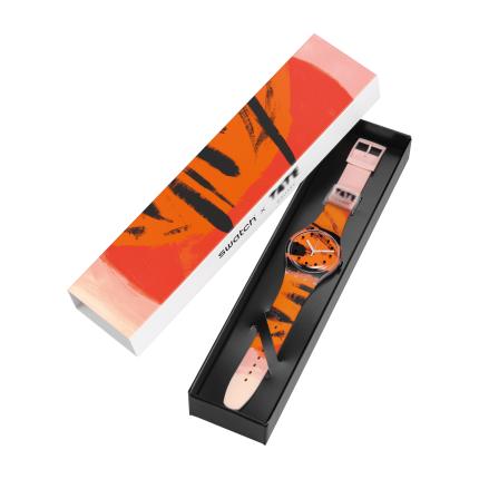 SWATCH NEW GENT BARNS-GRAHAM'S ORANGE AND RED ON PINK 41MM SUOZ3